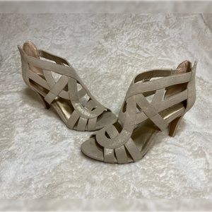 Sparkly Champagne colored heels, Kelly & Katie